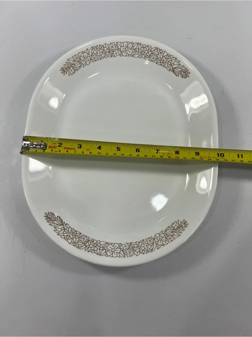 Corelle White Oval Platter with Brown Wheat Accents 12”